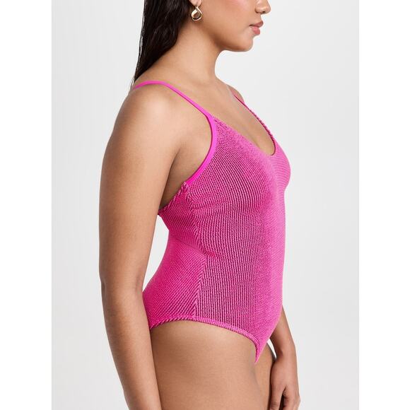 Good American Always Fits One Piece Swimsuit in Fuchsia Pink Metallic - Picture 4 of 12